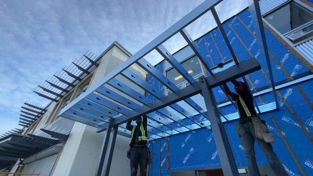 Steel Stud Canopy in Langley School photo 2